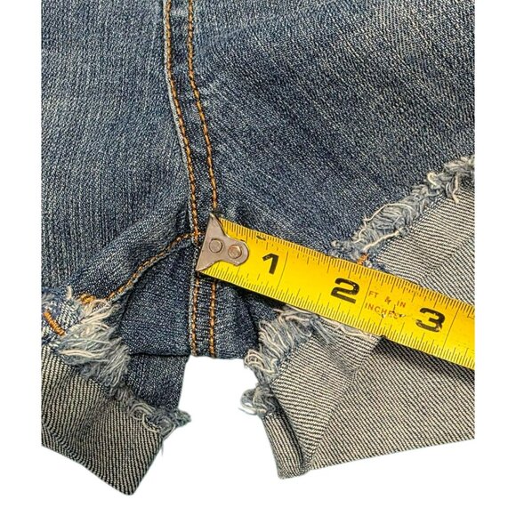 New Distressed Jean Shorts Booty Blue Denim 11/30 Mid Rise Cuffed Celebrity Pink - Picture 7 of 10
